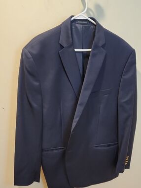 LAUREN Ralph Lauren Men's Navy Blazer with Gold-Tone Button Cuffs Sz 48R